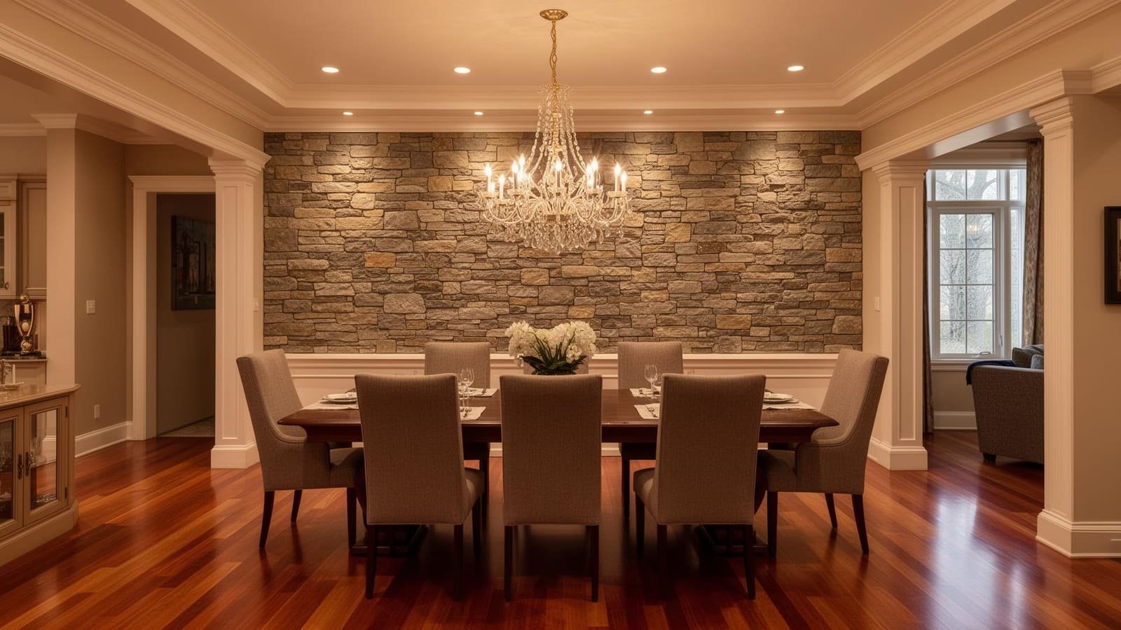 Dining room interior in a Johnson County home ready for handyman repairs